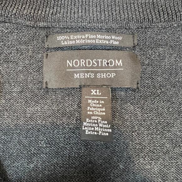 Nordstrom 100% Merino Wool Sweater Men's XL V Neck Striped Extra Fine Merino - Picture 3 of 9